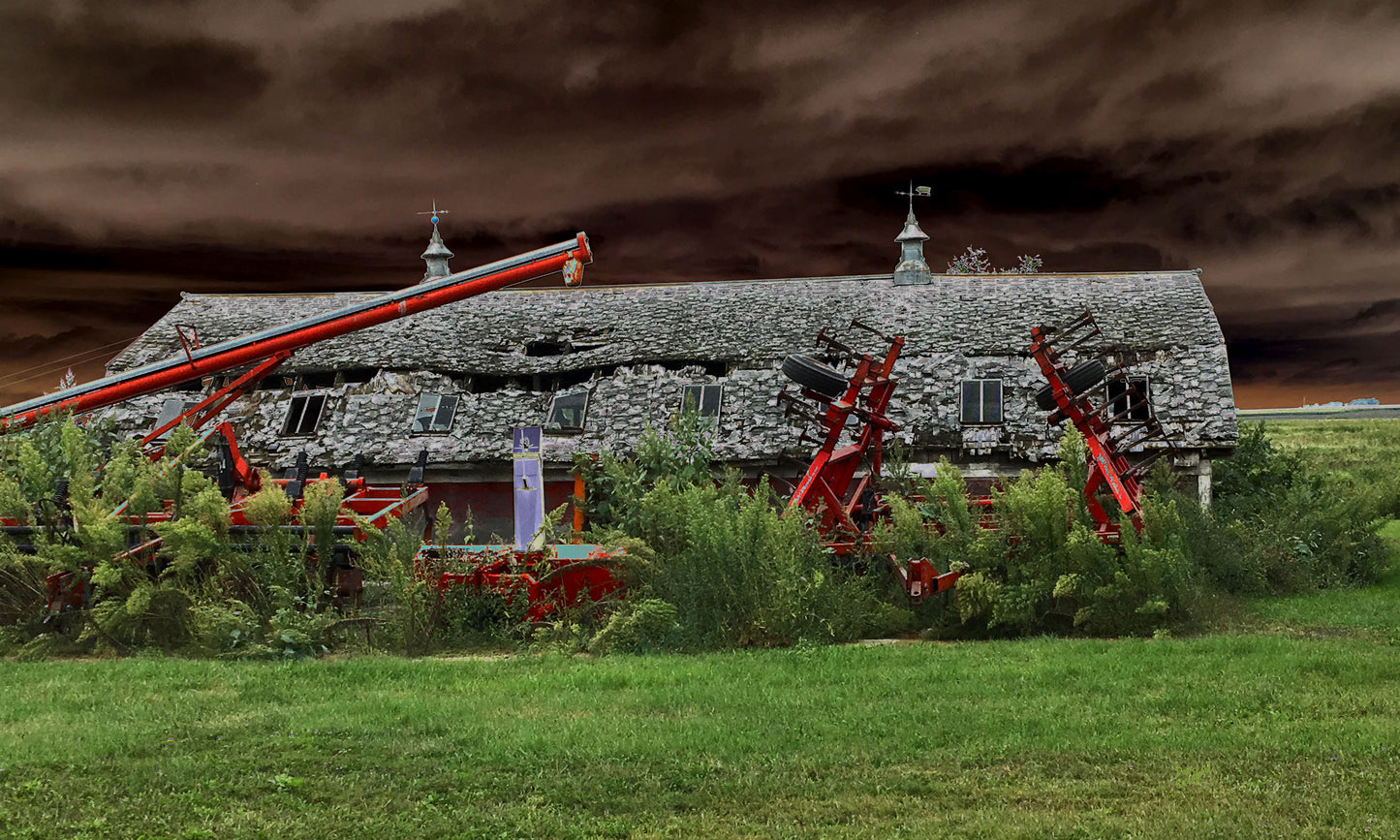 122 Farm Sepia Sky Landscape