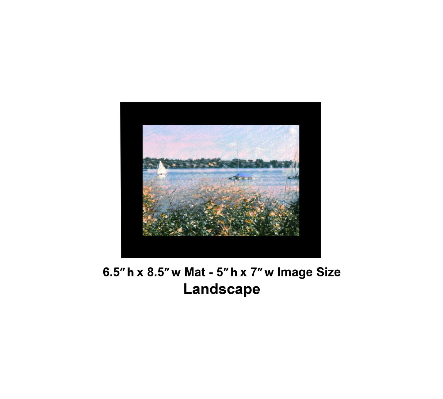 152 Boat Sunny Lake Brush Landscape