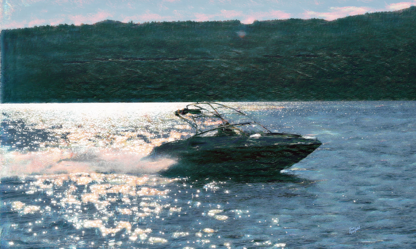 153 Boat Afternoon Brush Landscape