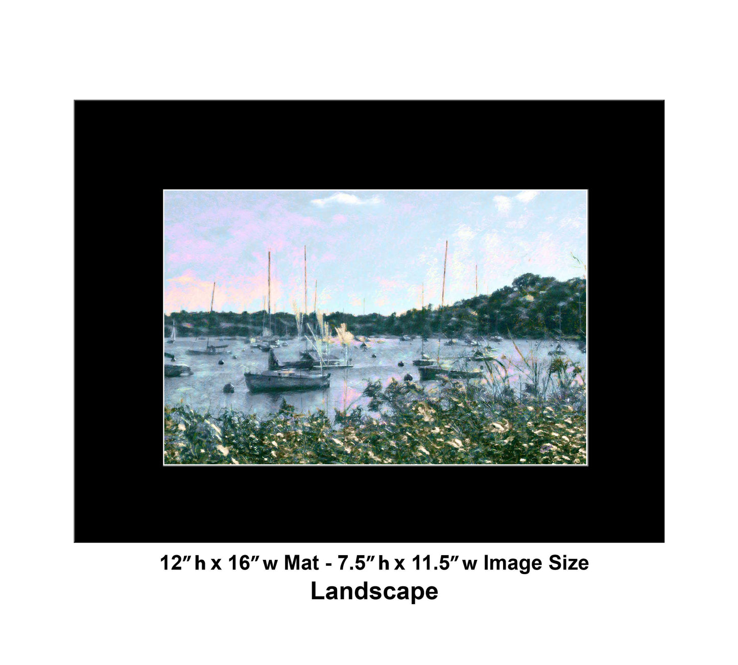 158 Lake Boats Brush Landscape