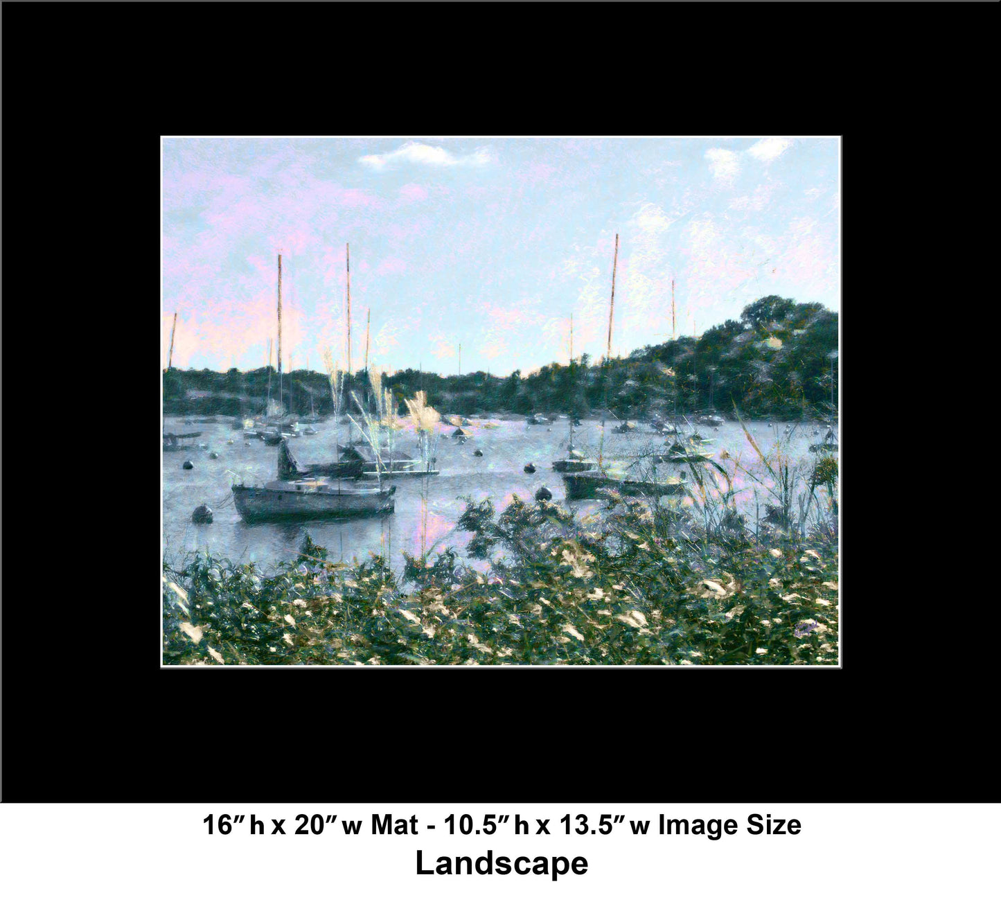 158 Lake Boats Brush Landscape