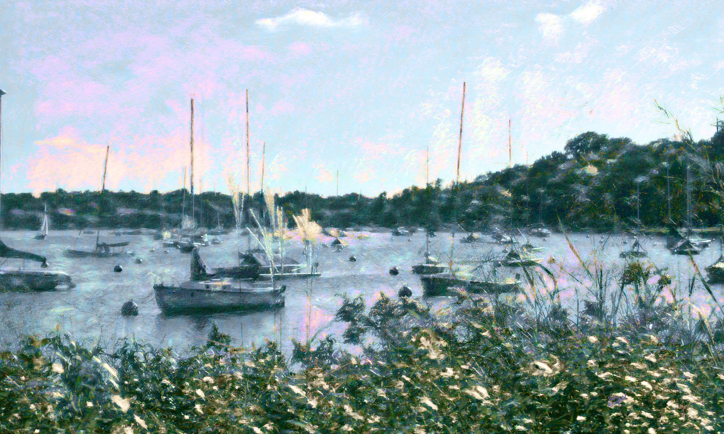 158 Lake Boats Brush Landscape