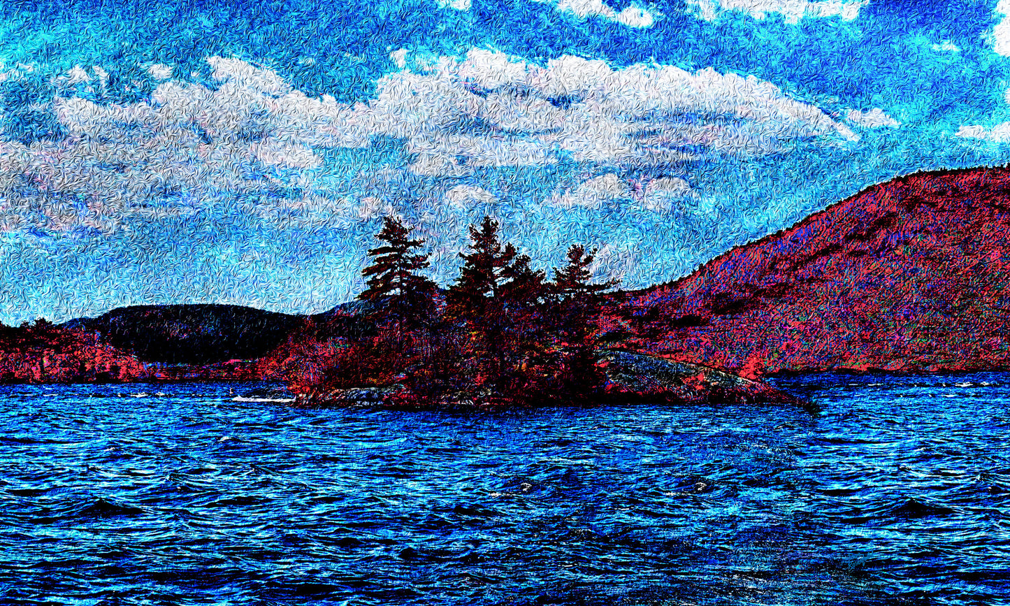 172 Lake Trees Island Bright Landscape