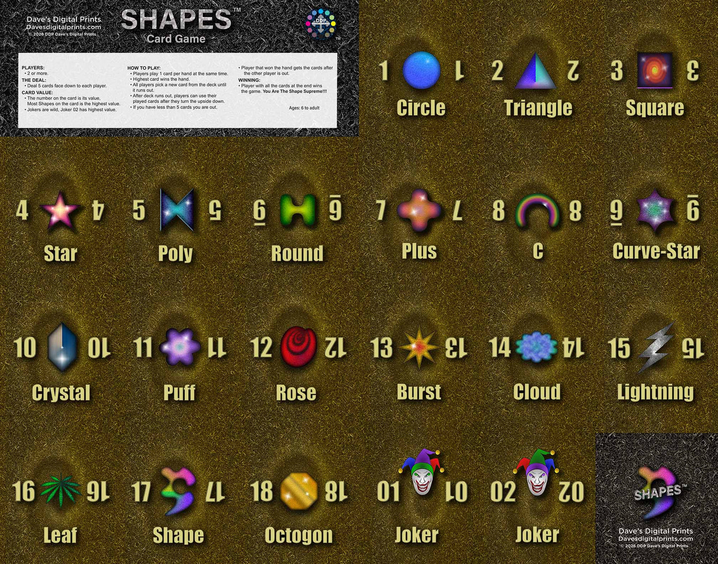 --Shapes Metal Tin Card Game--